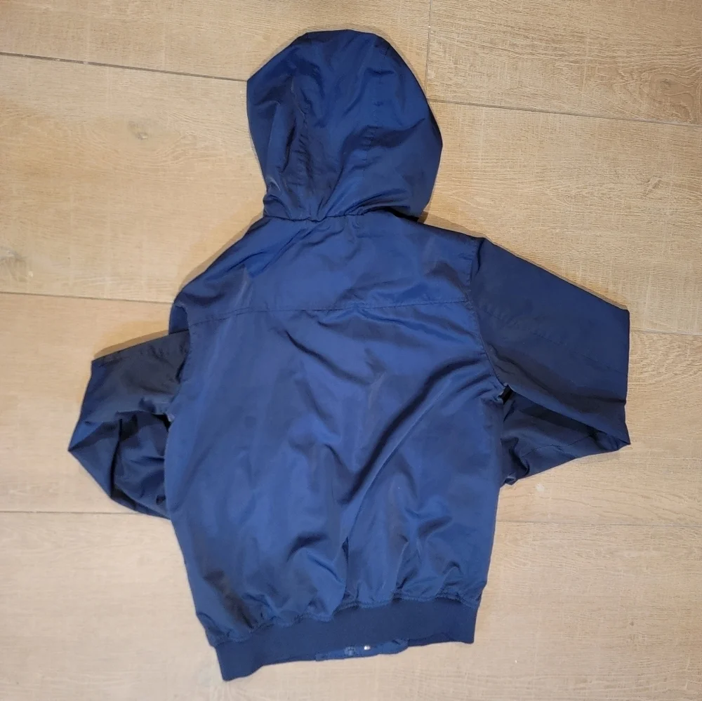 Zara Man Hooded Varsity Stripe Inside Navy Blue Bomber Jacket Size Medium - Picture 8 of 12